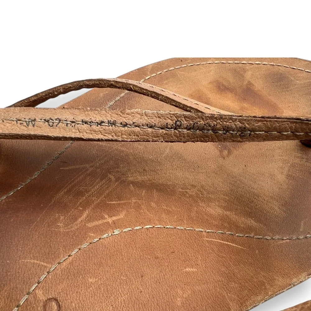 OluKai Upena Tan Leather Multi Strap Sandals Womens 10 EUR 40 Flip Flops 20288